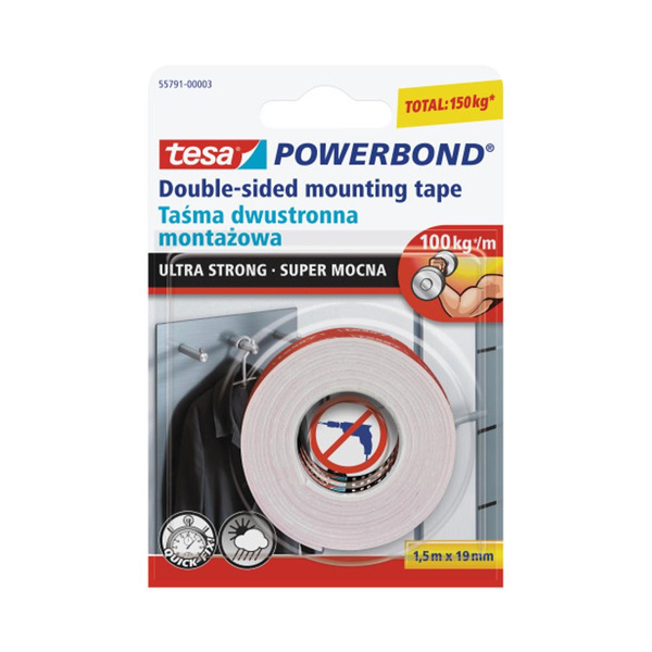 Taśma dwustronna Tesa Powerbond Ultra Strong 19mm x 1,5m