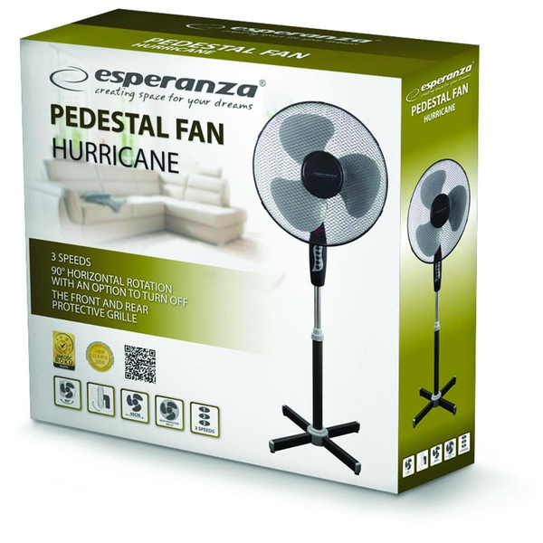 Wentylator stojący Esperanza Hurricane 40cm biało szary