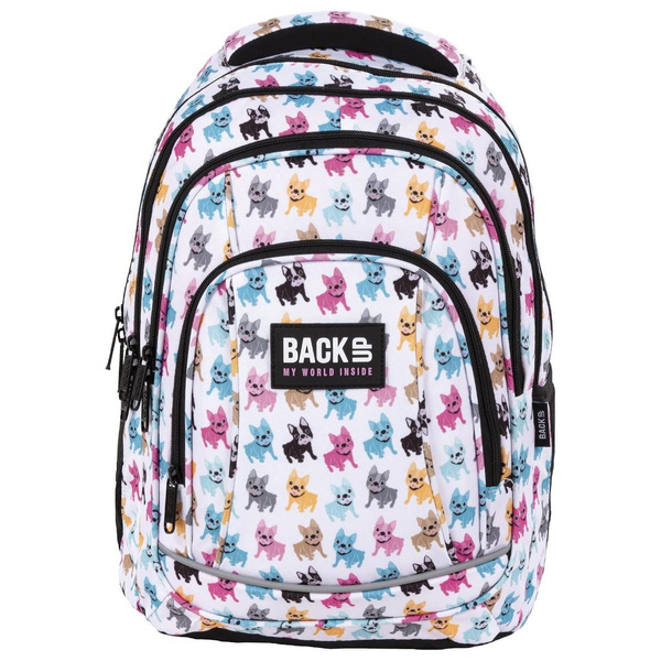 Plecak szkolny BackUp 4 biały w pieski Model A08