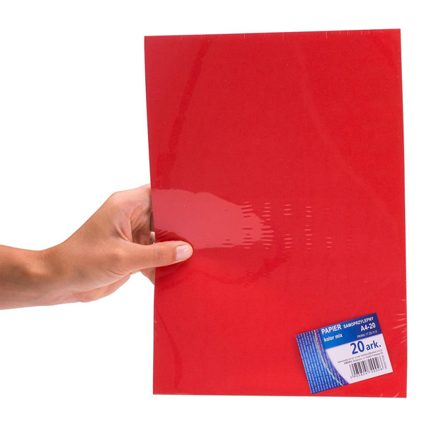 Papier samoprzylepny A4 czerwony Kreska
