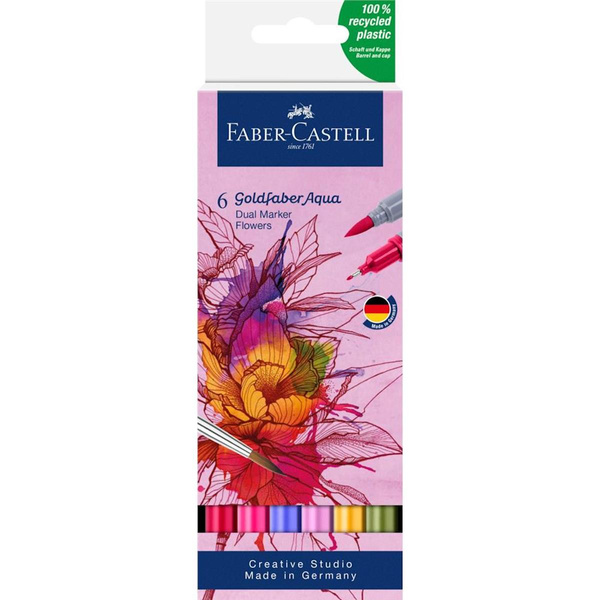 Pisak akwarelowy Faber Castell Goldfaber Aqua zestaw Flowers 6 sztuk