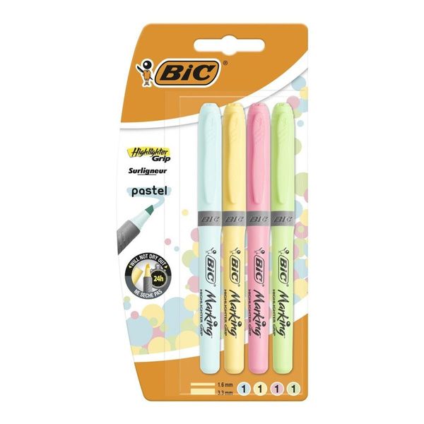 Zakreślacz pastelowy Bic Highlighter Grip 4 kolory