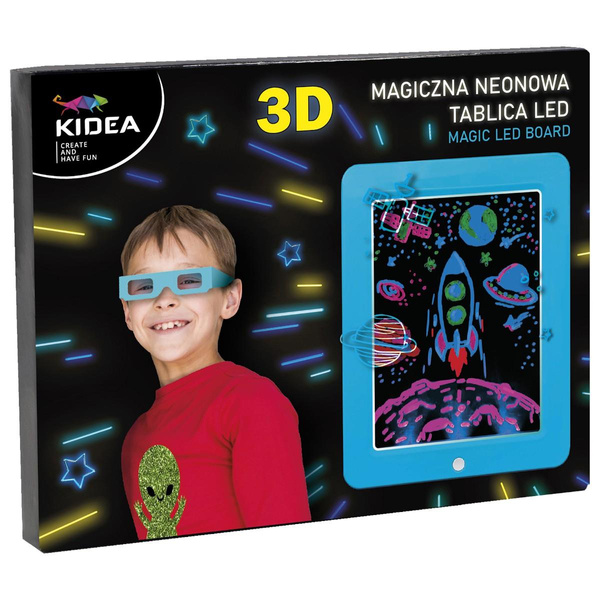 Tablica magiczna neonowa 3D Led Kidea Derform niebieska