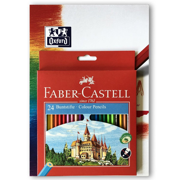 Kredki ołówkowe Faber Castell Zamek 24 kolory+blok Oxford gratis