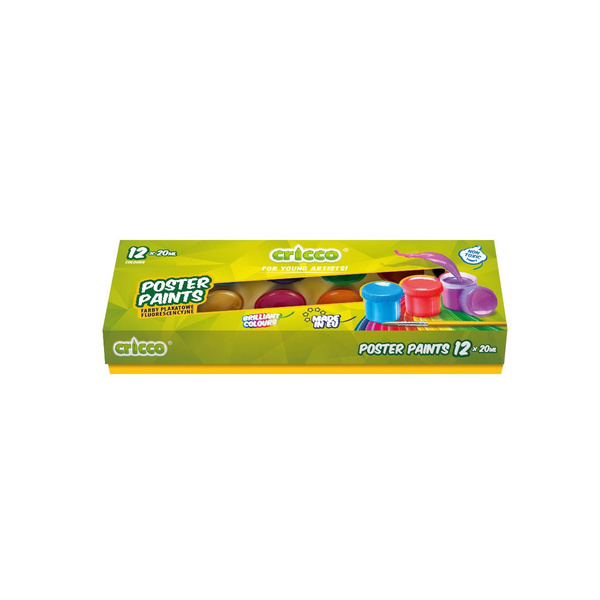 Farby plakatowe 12 kolorów 20ml Cricco