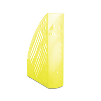 Pojemnik na dokumenty A4 plastikowy 85mm ażurowy składany Just żółty