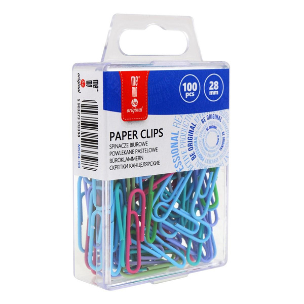 Kolorowe spinacze kasetka 28mm pastelowe Memobe a100