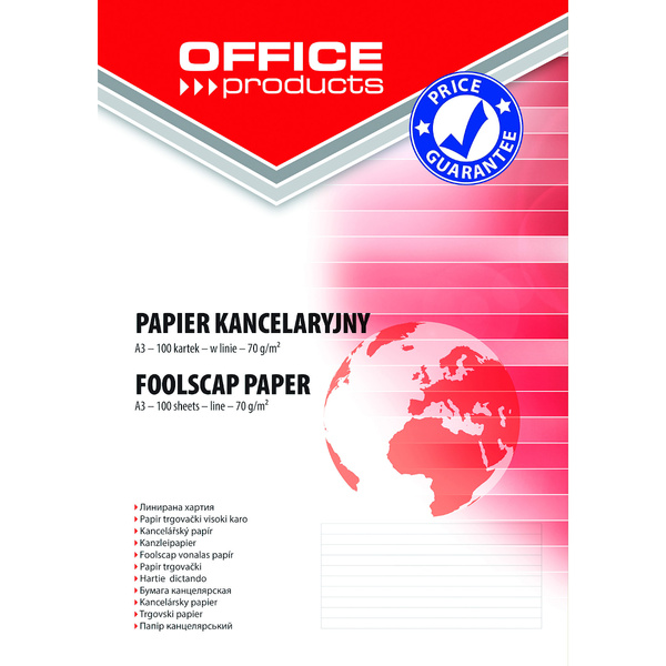 Papier kancelaryjny w linię A3 100 arkuszy Office Products