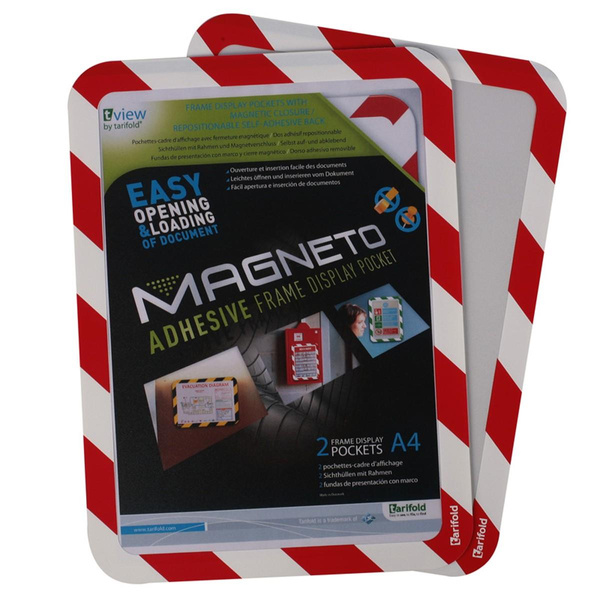 Kieszeń samoprzylepna Djois x Tarifold Magneto Safety biało-czerwona