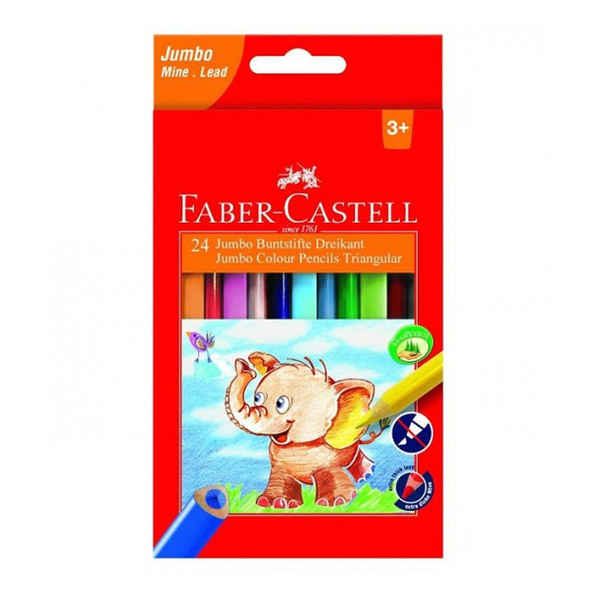 Kredki ołówkowe Faber Castell Jumbo 5.4mm trójkątne 24 kolory