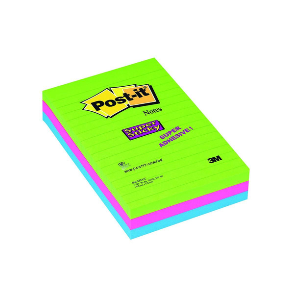 Karteczki samoprzylepne w linie 102x152mm Post-it 3M Super Sticky w linie 3x90 kartek