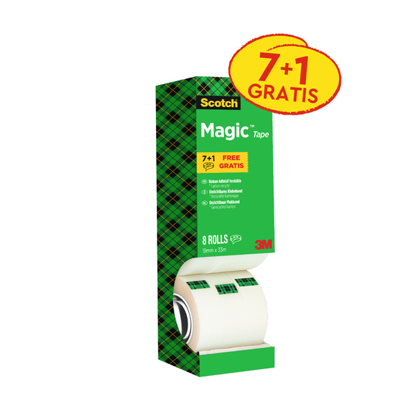 Taśma klejąca matowa Scotch Magic 19mm x 33m 8 sztuk w rolce