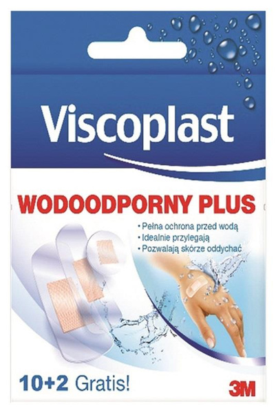 Plaster wodoodporny Viscoplast Plus 10 sztuk + 2 gratis