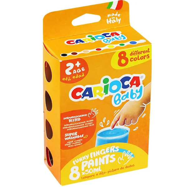Farby do malowania palcami 8 kolorów 50ml Carioca Baby
