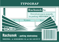 Rachunek - dowód przyjęcia pojazdu na parking niestrzeżony A7