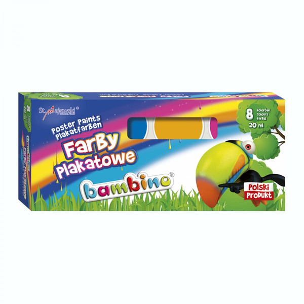 Farby plakatowe 8 kolorów 20ml Bambino