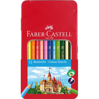 Kredki ołówkowe Faber Castell Zamek 12 kolorów metalowe opakowanie