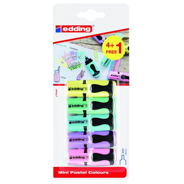 Zakreślacze pastelowe mini E-7 Edding 5 kolorów