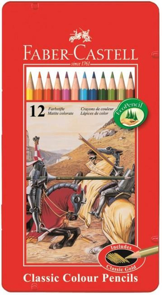 Kredki ołówkowe Faber Castell 12 kolorów metalowe pudelko