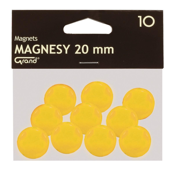 Magnesy Grand średnica 20mm 10 sztuk żółty