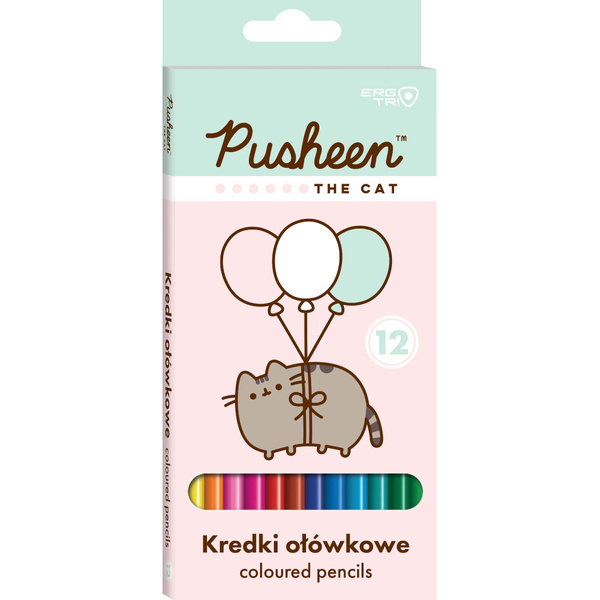 Kredki ołówkowe trójkątne Pusheen 12 kolorów