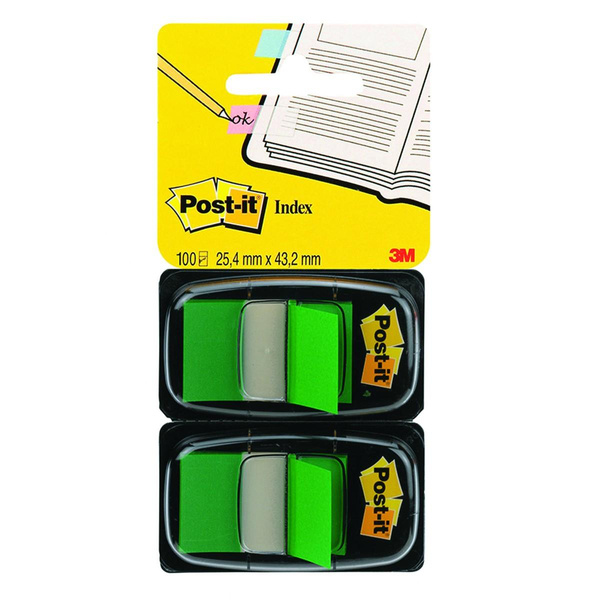 Zakładki indeksujące Post-it 3M 25x43mm zielone 680-G2EU