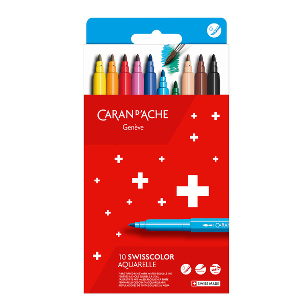 Flamastry akwarelowe Caran D'ache Swisscolor 10 kolorów