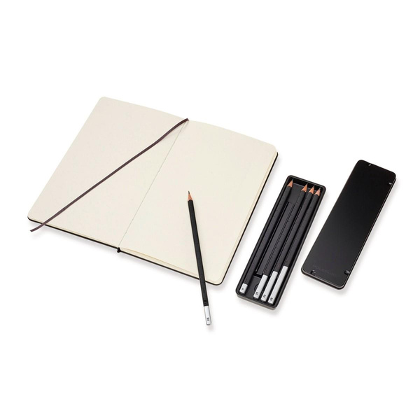 Zestaw Moleskine Sketchbook L+zestaw ołówków