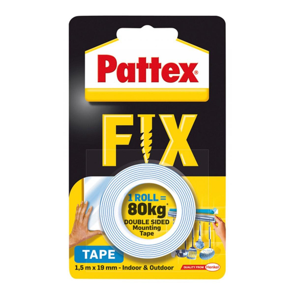 Taśma dwustronna Patex Fix 1.5m x 19mm 80kg