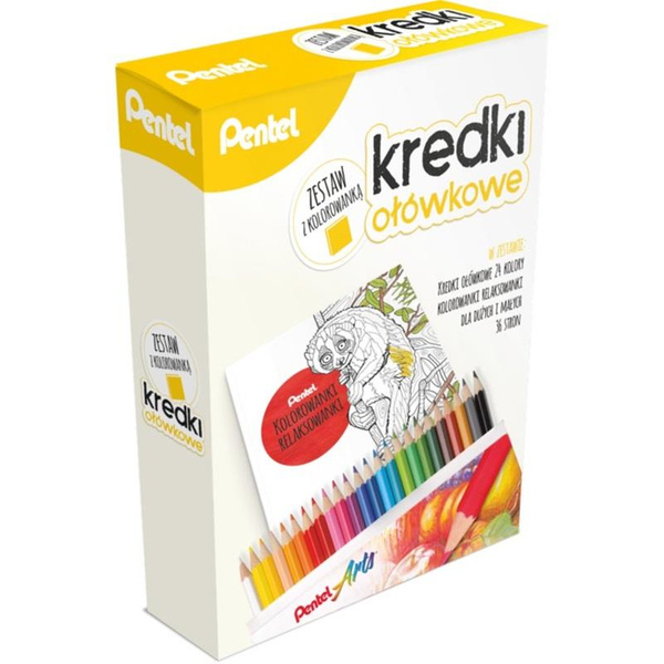 Zestaw kredki ołówkowe Pentel 24 kolory + kolorowanka
