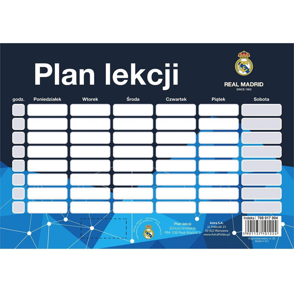 Plan lekcji Real Madryt 3 RM-108