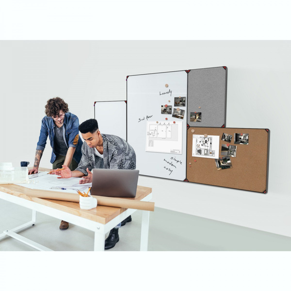 Tablica filcowa w ramie aluminiowej 120x90 cm Memobe Idea szara