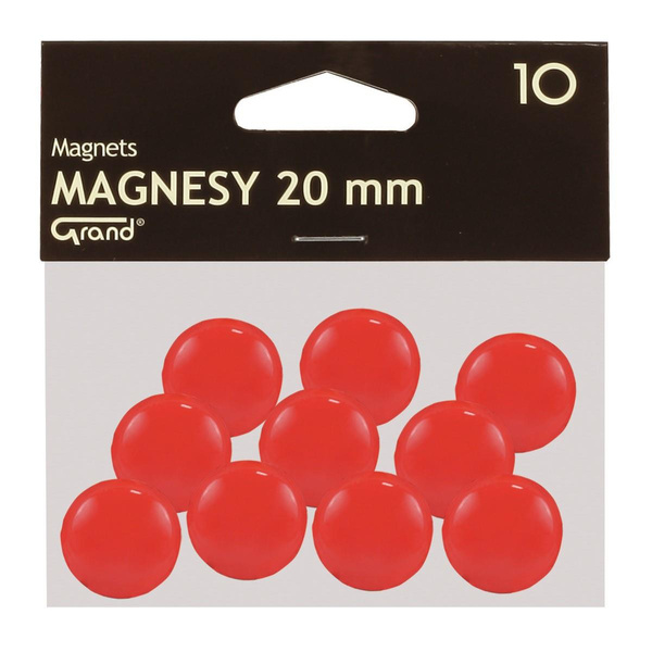 Magnesy Grand średnica 20mm 10 sztuk czerwony