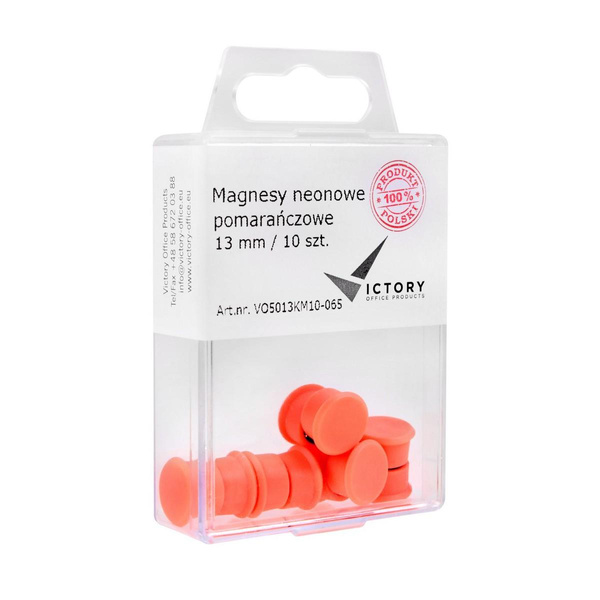 Magnesy Victory Office okrągłe średnica 13mm pomarańczowy neonowy