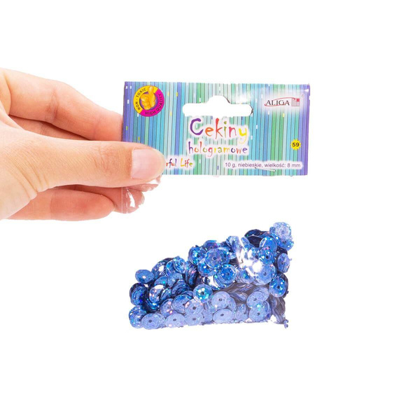 Cekiny hologramowe niebieskie 10mm 10g