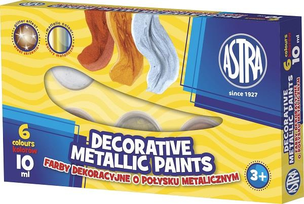 Farby plakatowe Astra 6 kolorów 10ml metaliczne