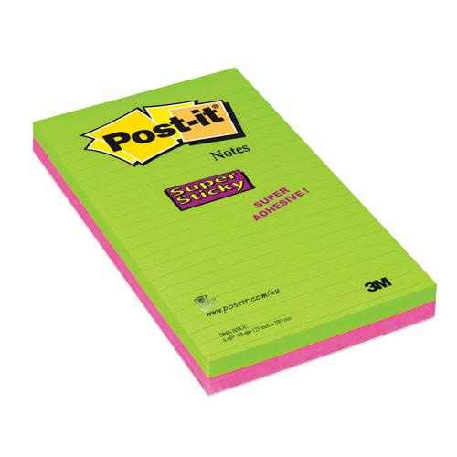 Karteczki samoprzylepne w linie  125x200mm Post-it Super Sticky Ultra 5845-SSUC - 4 sztuki