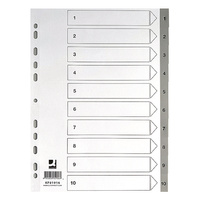 Przekładki do segregatora A4 numeryczne szare 1-10 Q-Connect