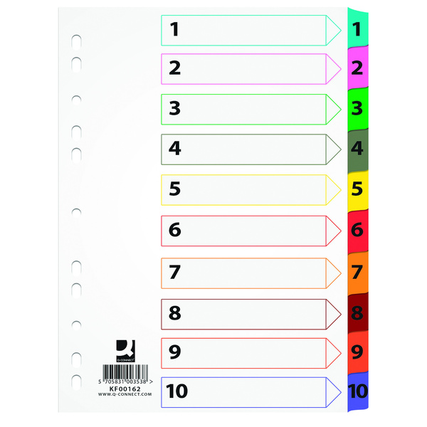 Przekładki do segregatora A4 kolorowe 1-10 Mylar Q-Connect