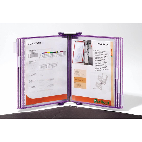 Naścienny system prezentacyjny Djois x Tarifold A4 Candy Line + 10 paneli prezentacyjnych fioletowy