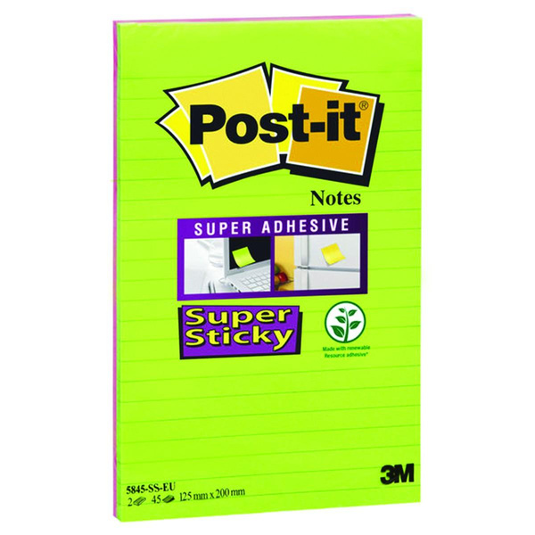 Karteczki samoprzylepne w linie 127x203mm Post-it 3M Super Sticky 2 x45 kartek