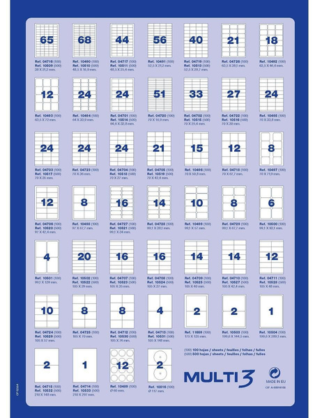 Etykiety samoprzylepne Multi 3 uniwersalne białe 99.1x67.7mm