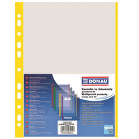 Koszulki na dokumenty Donau A4 groszkowe z kolorowym brzegiem żółty