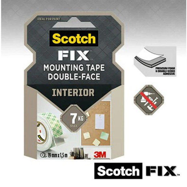 Taśma montażowa Scotch mocna 19mm x 1,5m biała