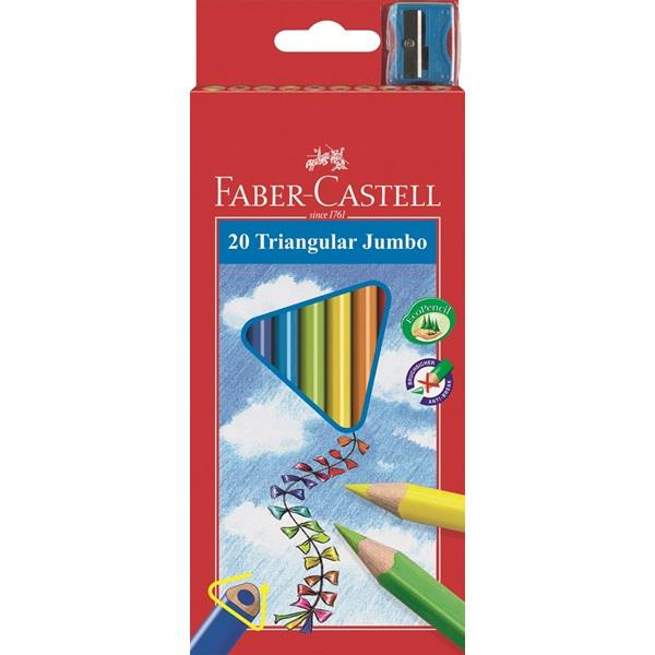 Kredki ołówkowe Faber Castell 20 kolorów Jumbo trójkątne z temperówką