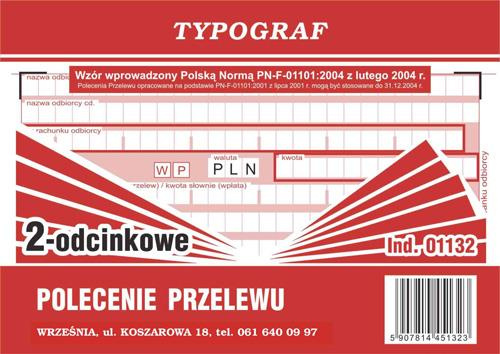 Polecenie przelewu wpłata gotówkowa 2 odcinkowe A6