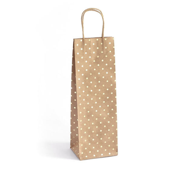 Torba ozdobna Kraft złote kropki B 35x10x12