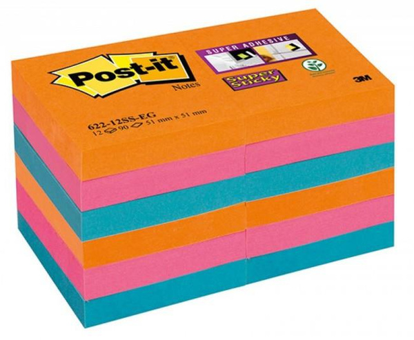 Karteczki samoprzylepne 51x51mm Post-it Super Sticky promienne
