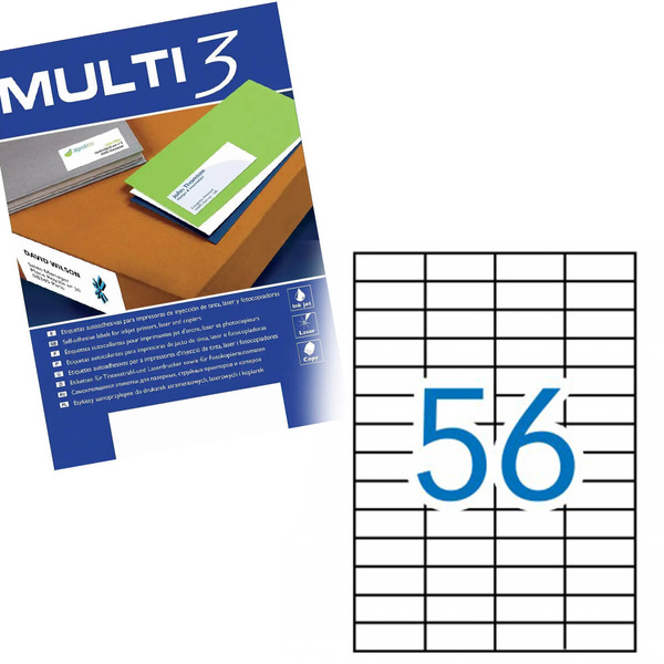 Etykiety samoprzylepne Multi 3 uniwersalne białe 52.5x21.5mm