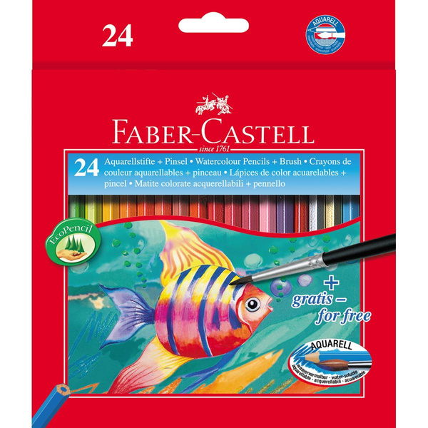 Kredki akwarelowe Faber Castell z pędzelkiem 24 kolory